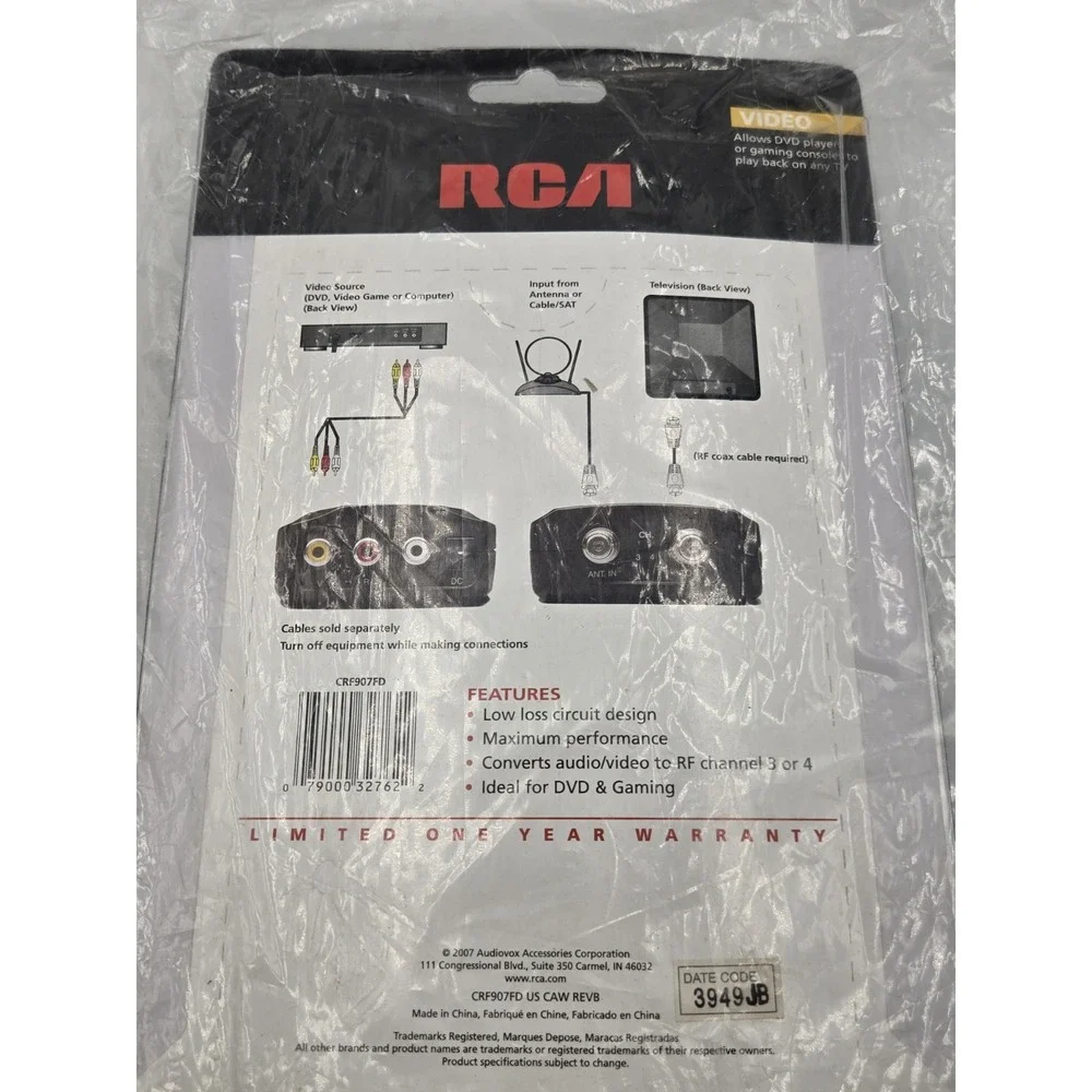 RCA Compact RF Modulator Allows DVD Player Or Gaming Consoles To Connect To‎ TV